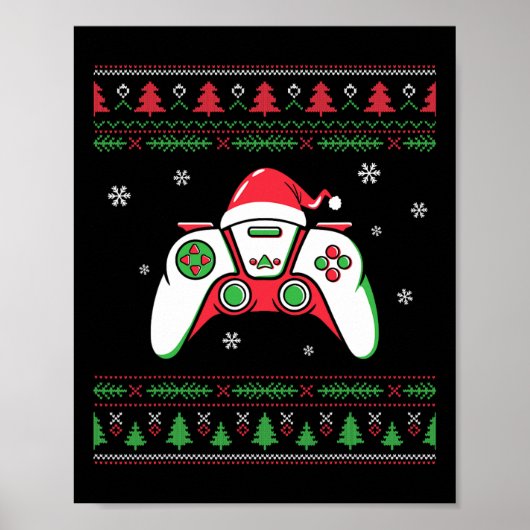Video Game Controller Weihnachts-Weihnachtsmannmüt Poster (Vorne)