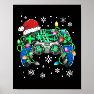 Video Game Controller Weihnachts-Weihnachtsmannmüt Poster