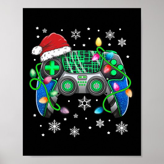 Video Game Controller Weihnachts-Weihnachtsmannmüt Poster (Vorne)