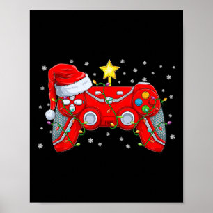 Video Game Controller Weihnachts-Weihnachtsmannmüt Poster
