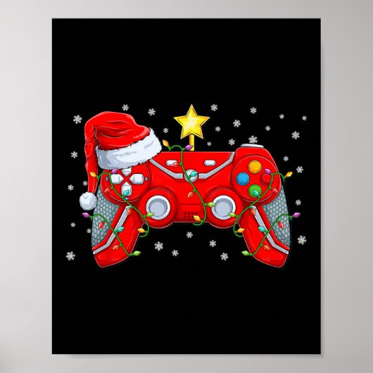 Video Game Controller Weihnachts-Weihnachtsmannmüt Poster (Vorne)
