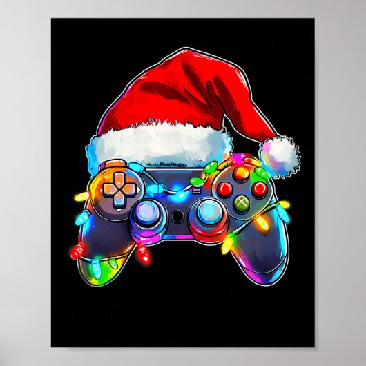 Video Game Controller Weihnachts-Weihnachtsmannmüt Poster (Vorne)