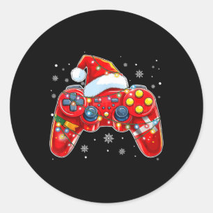 Video Game Controller Weihnachts-Weihnachtsmannmüt Runder Aufkleber
