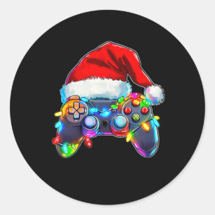 Video Game Controller Weihnachts-Weihnachtsmannmüt Runder Aufkleber