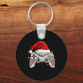 Video Game Controller Weihnachts-Weihnachtsmannmüt Schlüsselanhänger (Vorderseite)