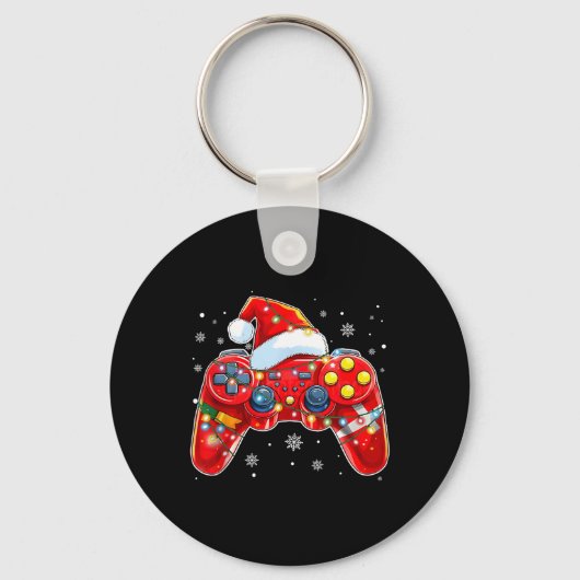 Video Game Controller Weihnachts-Weihnachtsmannmüt Schlüsselanhänger (Vorderseite)