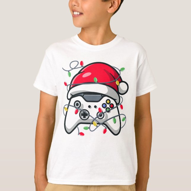 Video Game Controller Weihnachts-Weihnachtsmannmüt T-Shirt (Vorderseite)