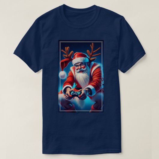 Video Game Controller Weihnachts-Weihnachtsmannmüt T-Shirt (Design vorne)