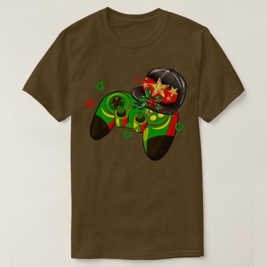Video Game Controller Weihnachts-Weihnachtsmannmüt T-Shirt (Design vorne)
