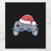 Video Game Controller Weihnachts-Weihnachtsmannmüt Weinetikett (Einzelnes Label)