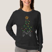 Video Game Controller Weihnachtsbaum Lichter Funny T-Shirt (Vorderseite)