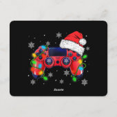 Video Game Controller Weihnachtsmann Mütze Gamer B Einladung (Rückseite)
