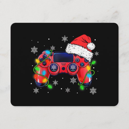 Video Game Controller Weihnachtsmann Mütze Gamer B Einladung (Vorderseite)