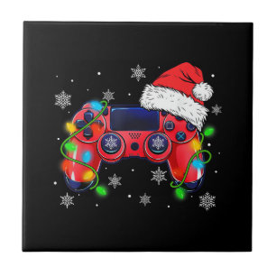 Video Game Controller Weihnachtsmann Mütze Gamer B Fliese