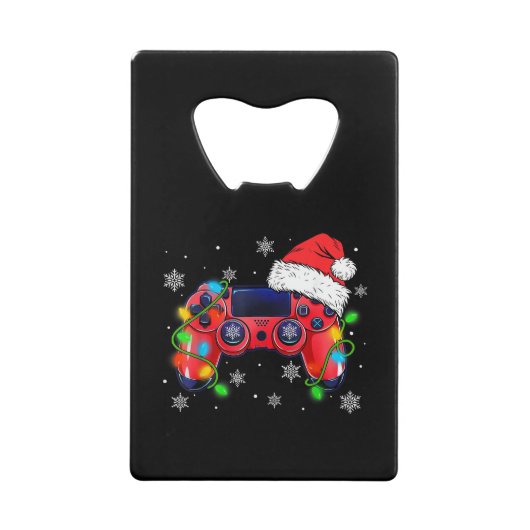 Video Game Controller Weihnachtsmann Mütze Gamer B Geldbeutel Flaschenöffner (Vorderseite)