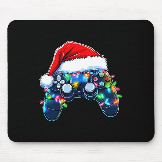 Video Game Controller Weihnachtsmann Mütze Gamer B Mousepad (Vorne)