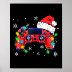 Video Game Controller Weihnachtsmann Mütze Gamer B Poster