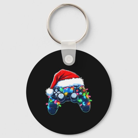 Video Game Controller Weihnachtsmann Mütze Gamer B Schlüsselanhänger (Vorderseite)