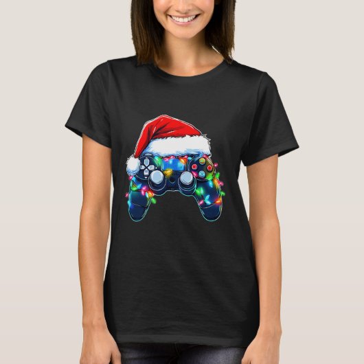 Video Game Controller Weihnachtsmann Mütze Gamer B T-Shirt (Vorderseite)
