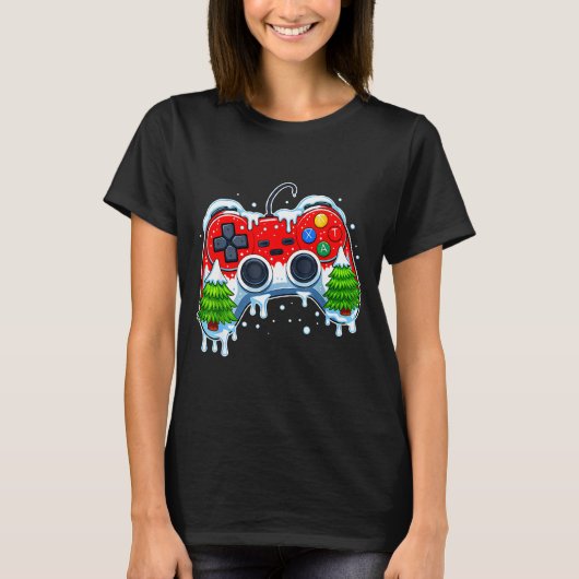 Video Game Controller Weihnachtsmann Mütze Gamer B T-Shirt (Vorderseite)