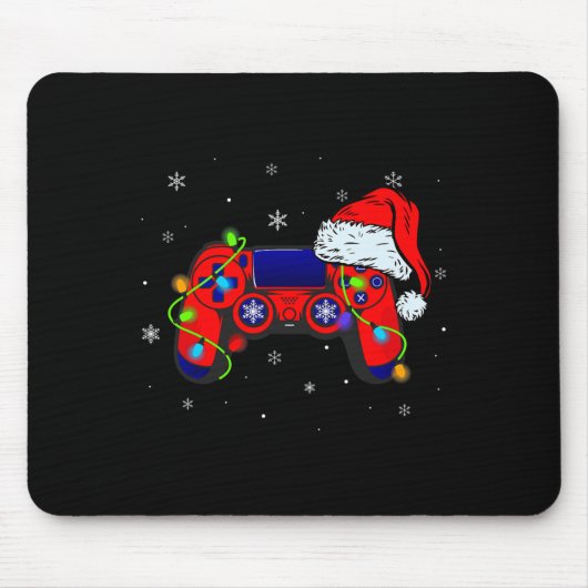 Video Game Controller Weihnachtsmannmütze Christma Mousepad (Vorne)