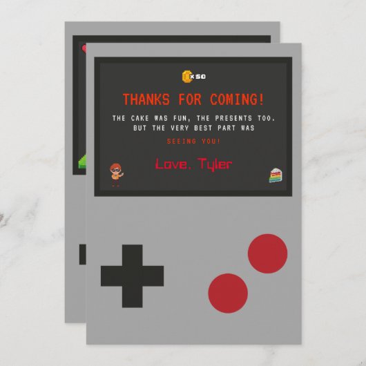 Video Game Dankeschön Karte (Vorne/Hinten)