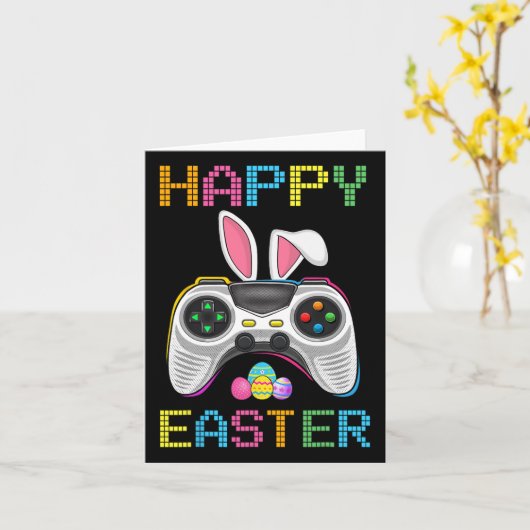 Video Game Easter Bunny Gaming Controller Gamer Bo Karte (Gelbe Blume)