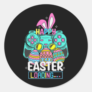 Video Game Easter Bunny Gaming Controller Gamer Bo Runder Aufkleber