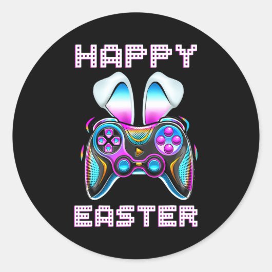 Video Game Easter Bunny Gaming Controller Gamer Bo Runder Aufkleber (Vorderseite)