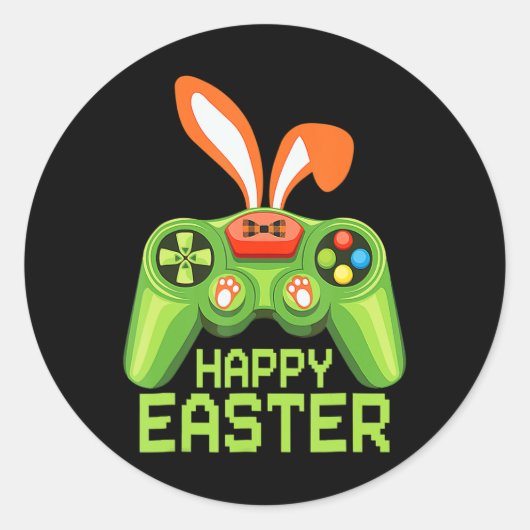 Video Game Easter Bunny Gaming Controller Gamer Bo Runder Aufkleber (Vorderseite)