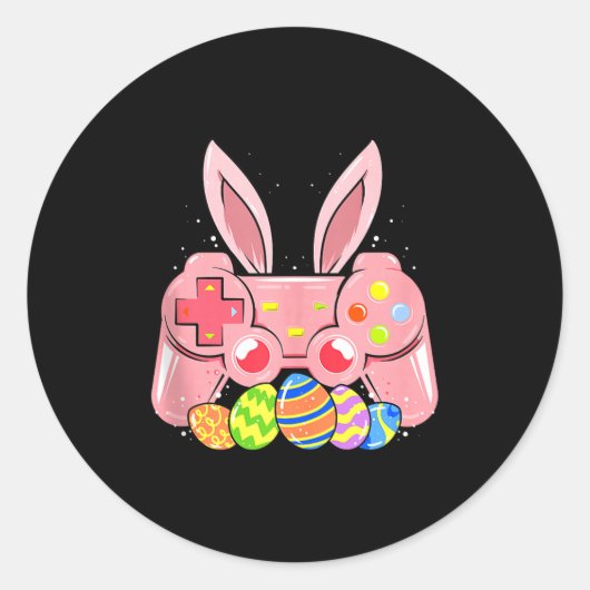 Video Game Easter Bunny Gaming Controller Gamer Bo Runder Aufkleber (Vorderseite)