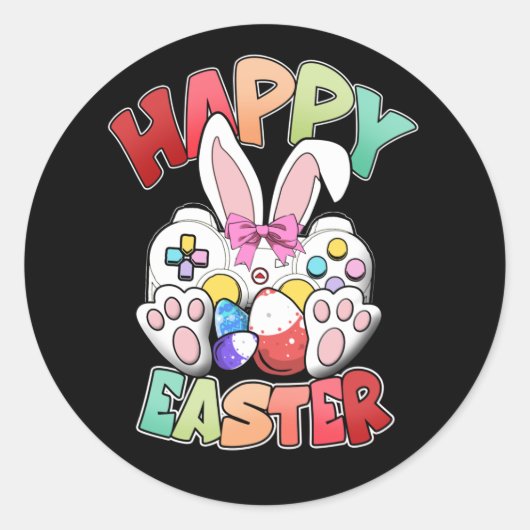 Video Game Easter Bunny Gaming Controller Gamer Runder Aufkleber (Vorderseite)