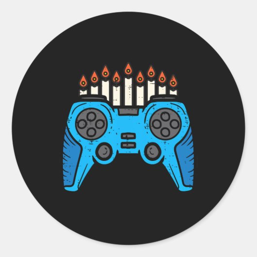 Video Game Gamer Hanukkah Chanukah Men Boy Jugend Runder Aufkleber (Vorderseite)