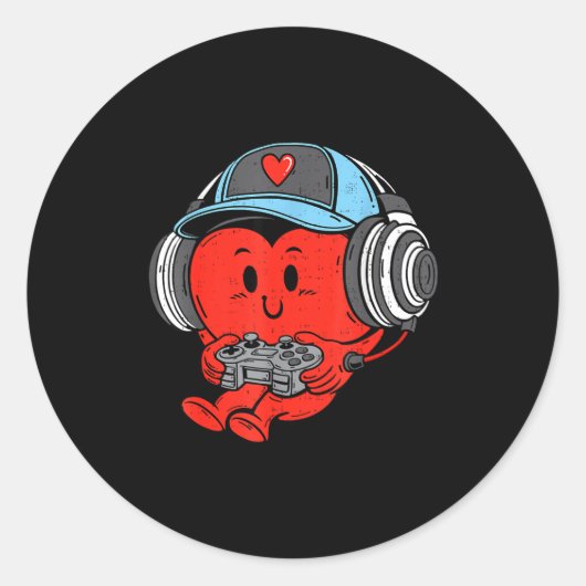 Video Game Gamer Heart Valentines Day Gaming Boys  Runder Aufkleber (Vorderseite)
