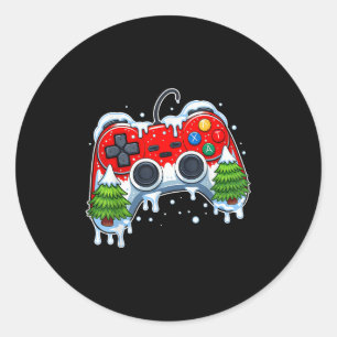Video Game Gamer Weihnachtsspiele Weihnachten Männ Runder Aufkleber