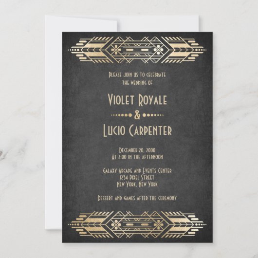 Video Game Geek Black Wedding Einladung (Vorderseite)