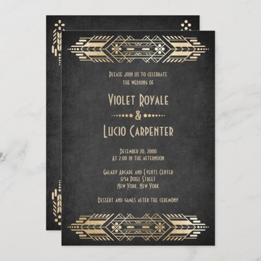 Video Game Geek Black Wedding Einladung (Vorne/Hinten)
