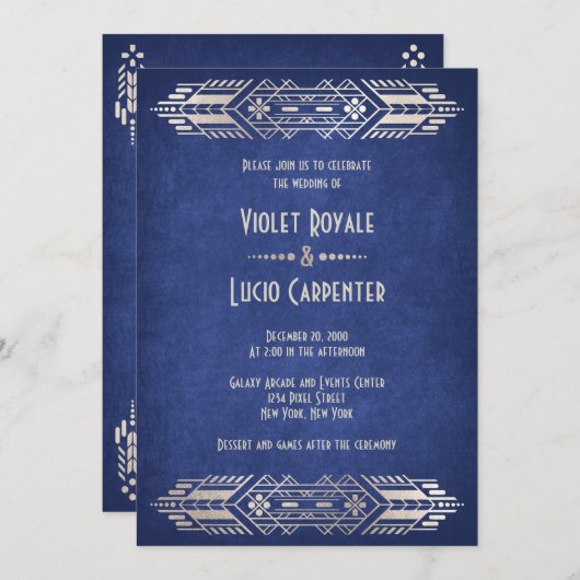 Video Game Geek Blue Wedding Einladung (Vorne/Hinten)