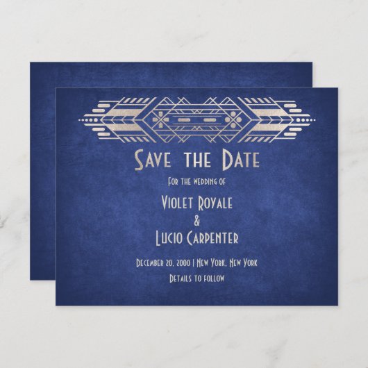 Video Game Geek Blue Wedding Save The Date (Vorne/Hinten)