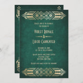 Video Game Geek Green Wedding Einladung (Vorne/Hinten)