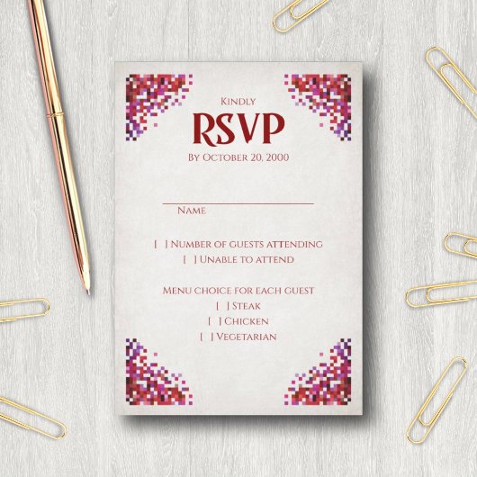 Video Game Geek Wedding RSVP Karte