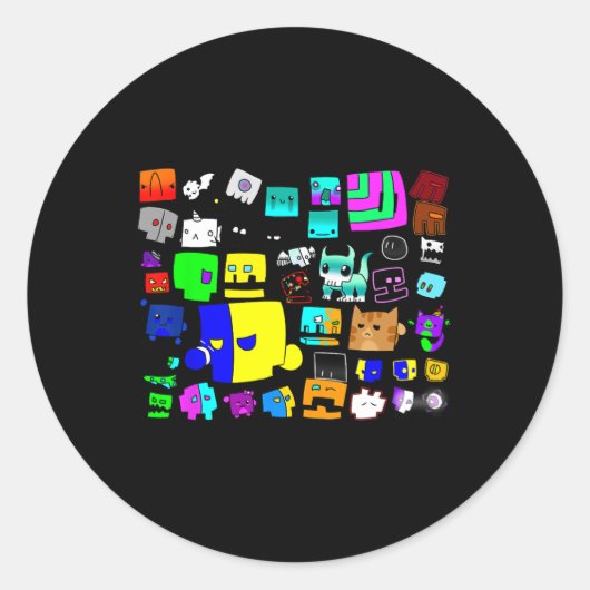 Video Game Geometry Video Gamer zum Wiederholen vo Runder Aufkleber (Vorderseite)