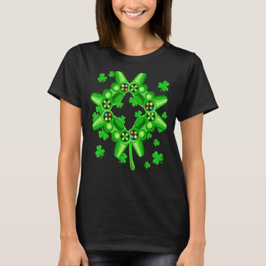 Video Game Kleeblatt Game Controller Happy St Patr T-Shirt (Vorderseite)