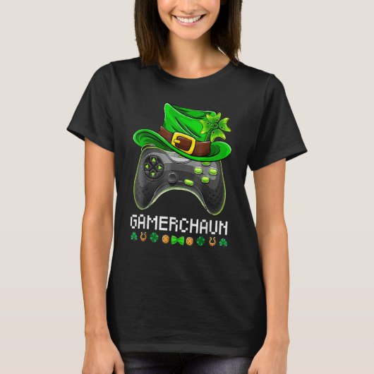 Video Game Leprechaun St Patricks Day Gamer Kids B T-Shirt (Vorderseite)