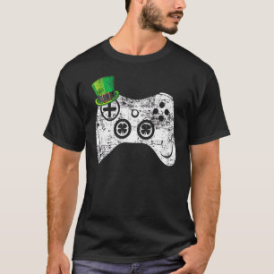 Video Game Leprechaun St Patricks Day Gamer Kinder T-Shirt