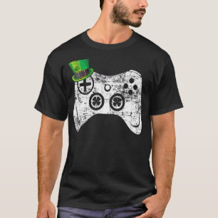 Video Game Leprechaun St Patricks Day Gamer Kinder T-Shirt