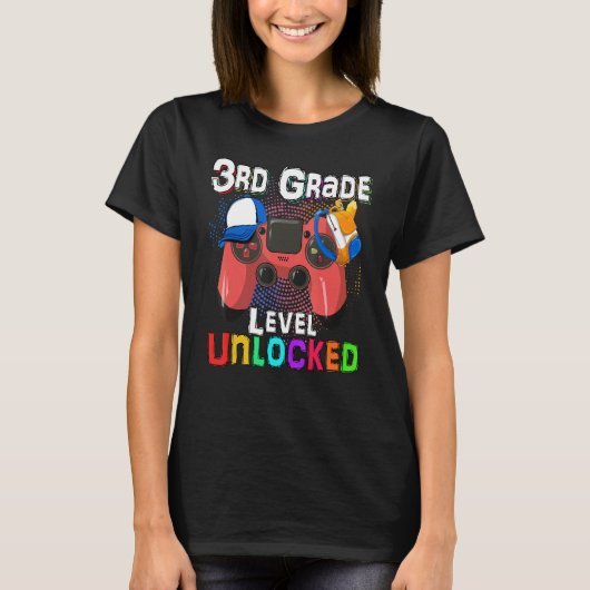 Video Game Level Uncked 3rd Grade Student Teache T-Shirt (Vorderseite)