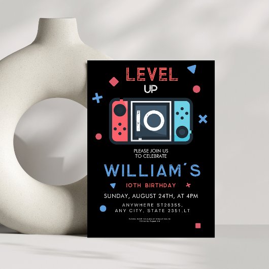 Video game Level up 10th Birthday Einladung