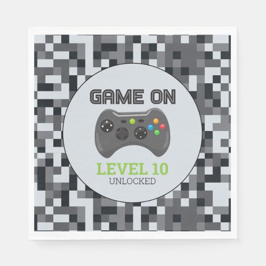 Video Game Level Up Controller Birthday Party Serviette (Vorderseite)