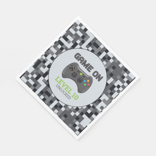 Video Game Level Up Controller Birthday Party Serviette (Ecke)